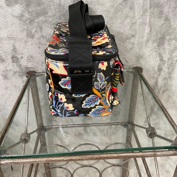 Vera Bradley Mini Cooler Floral Black Insulated Coated Lunch Bag Sack Zipper - Picture 2 of 15
